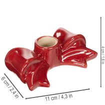 Artículo Portavelas rojos con forma de lazo para velas cónicas de 11 cm, 2 unidades.