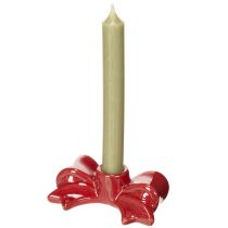 Artículo Portavelas rojos con forma de lazo para velas cónicas de 11 cm, 2 unidades.