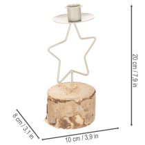 Artículo Portavelas en forma de estrella con base de madera para una vela de 20 cm.