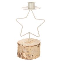 Artículo Portavelas en forma de estrella con base de madera para una vela de 20 cm.