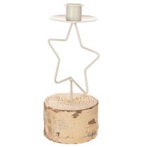 Artículo Portavelas en forma de estrella con base de madera para una vela de 20 cm.