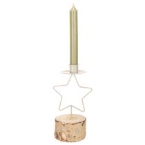 Artículo Portavelas en forma de estrella con base de madera para una vela de 20 cm.