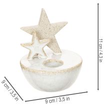 Artículo Portavelas de cerámica con forma de estrella, decoración navideña, 11 cm, 2 unidades