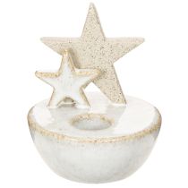 Artículo Portavelas de cerámica con forma de estrella, decoración navideña, 11 cm, 2 unidades