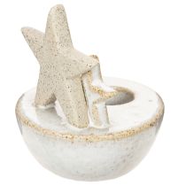 Artículo Portavelas de cerámica con forma de estrella, decoración navideña, 11 cm, 2 unidades