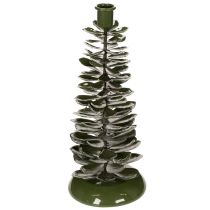 Artículo Candelabro con forma de árbol de Navidad, decoración de metal verde de 28 cm.