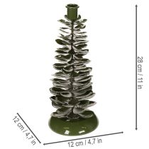 Artículo Candelabro con forma de árbol de Navidad, decoración de metal verde de 28 cm.