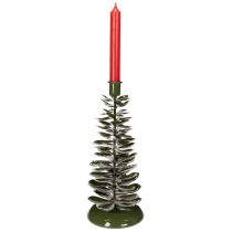Artículo Candelabro con forma de árbol de Navidad, decoración de metal verde de 28 cm.