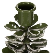 Artículo Candelabro con forma de árbol de Navidad, decoración de metal verde de 28 cm.