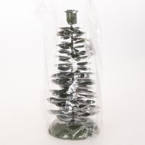 Artículo Candelabro con forma de árbol de Navidad, decoración de metal verde de 28 cm.