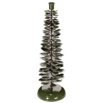 Artículo Candelabro con diseño de árbol de Navidad, metal verde, 45 cm