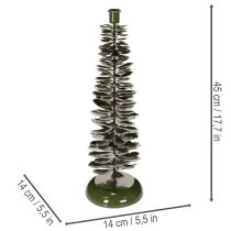 Artículo Candelabro con diseño de árbol de Navidad, metal verde, 45 cm
