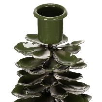 Artículo Candelabro con diseño de árbol de Navidad, metal verde, 45 cm
