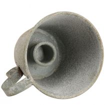 Artículo Portavelas cónico portavelas vintage metal gris Ø9,5cm H8cm 3ud