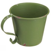 Artículo Portavelas de palo taza vintage decoración de metal verde Ø9,5cm H8cm 3ud