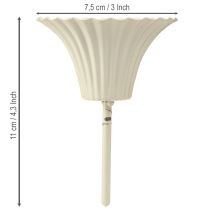 Artículo Portavelas con punta en forma de flor, color crema, 11 cm, 4 unidades