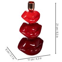 Artículo Portavelas con forma de labios brillantes, diseño moderno, 21 cm.