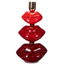 Artículo Portavelas con forma de labios brillantes, diseño moderno, 21 cm.