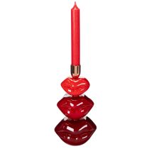 Artículo Portavelas con forma de labios brillantes, diseño moderno, 21 cm.