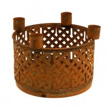 Portavelas de metal cesta decorativa de metal óxido Ø16,5cm H12,5cm