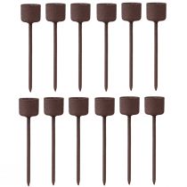 Artículo Portavelas de palo para enchufar marrón óxido Ø22mm H10,5cm 12 piezas