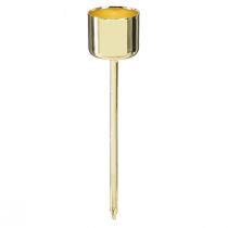 Artículo Portavelas de palo para enchufar oro Ø22mm H10,5cm 12 piezas