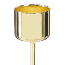 Artículo Portavelas de palo para enchufar oro Ø22mm H10,5cm 12 piezas