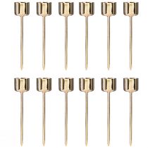 Artículo Portavelas tipo palo para enchufar en oro rojo Ø22mm H10,5cm 12 piezas