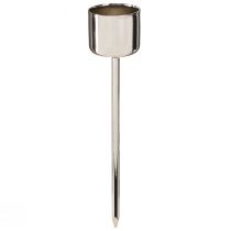 Artículo Portavelas de palo para enchufar plata Ø22mm 10,5cm 12 piezas