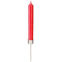 Artículo Portavelas de palo para enchufar plata Ø22mm 10,5cm 12 piezas