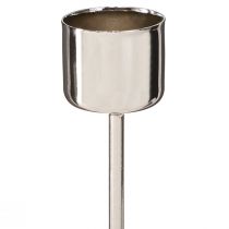 Artículo Portavelas de palo para enchufar plata Ø22mm 10,5cm 12 piezas