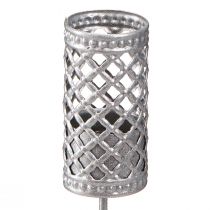 Artículo Portavelas de varilla, gris plateado, Ø22 mm, 10 cm de alto, 4 unidades