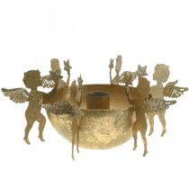 Artículo Candelero de decoración navideña con ángeles Dorado Ø18cm