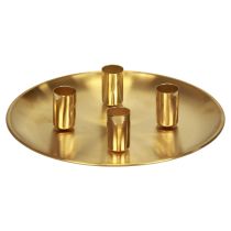 Artículo Portavelas de palo dorado Ø2,5cm plato de vela de metal Ø23cm
