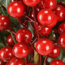 Artículo Rama de acebo de Navidad bayas Ilex artificial 45cm 6 piezas