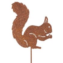 Artículo Estaca decorativa de jardín con forma de ardilla, color óxido, para macizos de flores y macetas, 52 cm, 2 unidades.