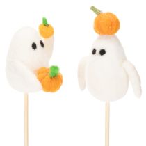 Artículo Figuras de fantasmas en palitos de madera, decoración de Halloween, 54 cm, 8 piezas