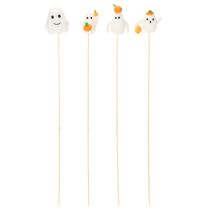 Artículo Figuras de fantasmas en palitos de madera, decoración de Halloween, 54 cm, 8 piezas