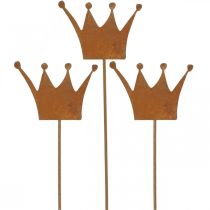 Artículo Estaca de jardín pátina corona decorativa decoración de metal 9,5x7cm 6 piezas