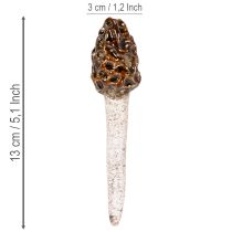 Artículo Estaca decorativa artificial con forma de seta morilla para macetas y mesa, 13 cm, 2 unidades.