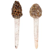 Artículo Estaca decorativa artificial con forma de seta morilla para macetas y mesa, 13 cm, 2 unidades.