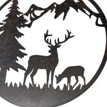 Artículo Estaca decorativa con animales del bosque, ciervo y pino, 100 cm.