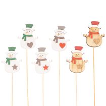 Artículo Estacas de madera con forma de muñeco de nieve para decoración floral, Navidad, 31 cm, 12 unidades