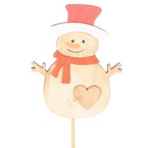 Artículo Estacas de madera con forma de muñeco de nieve para decoración floral, Navidad, 31 cm, 12 unidades