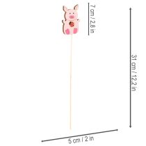 Artículo Adorno floral decorativo con forma de cerdito, madera, 31 cm, 16 piezas