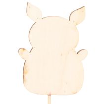 Artículo Adorno floral decorativo con forma de cerdito, madera, 31 cm, 16 piezas