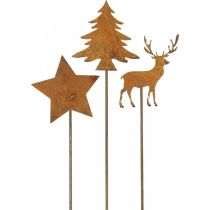 Artículo Estaca de jardín pátina ciervo estrella decorativa abeto Al. 9,5/10,5 cm 9 piezas