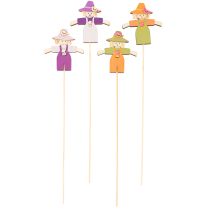 Artículo Espantapájaros decorativos de madera, colores surtidos, 30 cm, 12 unidades