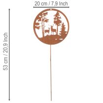 Artículo Estaca de jardín, color óxido, redonda, silueta de ciervo, decoración de bosque, 53 cm, 2 piezas