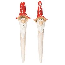 Artículo Figura de enano para pegar, con barba larga y sombrero de seta, decoración, 17 cm, 2 piezas